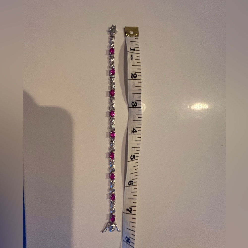 Pink sapphire silver bracelet - Picture 3 of 3